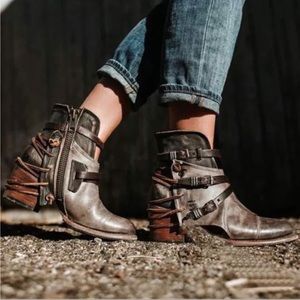 FREEBIRD by Steven Grey/Brown Leather Crue Booties